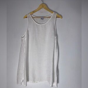 match point linen Sleeveless Tunic Top/dress In White‎ XL